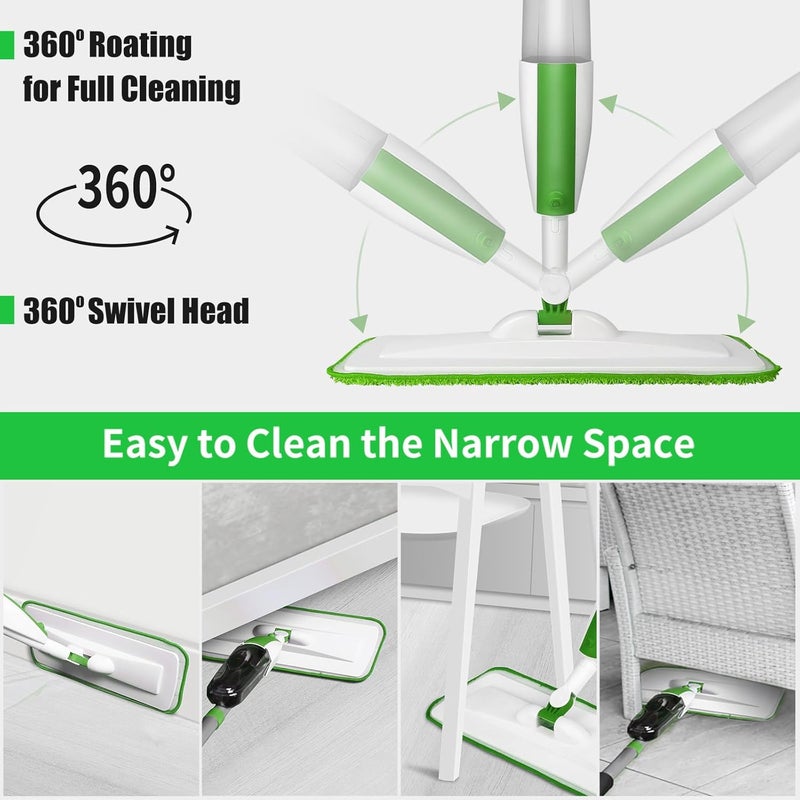 Panda Grip Mops for Floor Cleaning Wet Spray Mop with 14 oz Refillable Bottle and 3 Washable Microfiber Pads Home or Commercial Use Dry Wet Flat Mop for Hardwood Laminate Wood Ceramic - Image 3
